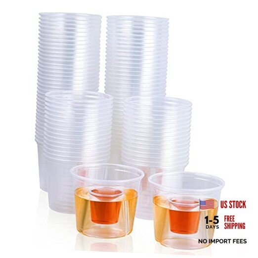 100 Disposable Bomber Cups,4oz Plastic Bomber Shot 100 Count (Pack of 1) Clear