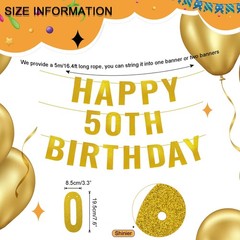 50th Birthday Decorations for Women Men-Gold Glitter Birthday Party Favors-Ha…