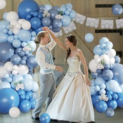 Dusty Balloon Arch Kit,145pcs Denim Light and White Balloons Garland Kits Blue