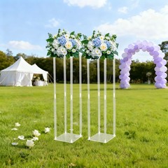 Clear Acrylic Tall Rectangular Flower Stand 2Pcs 31.5″ Wedding Decoration