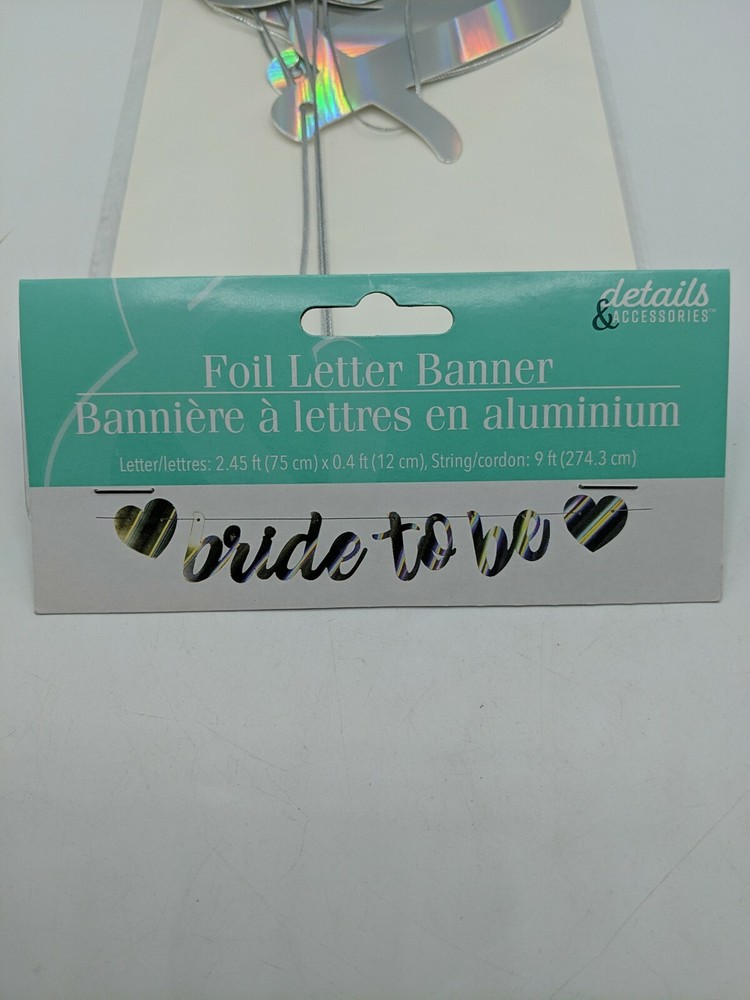 Silver Foil Letter Banner «Bride To Be» 2.45×0.4Letters/ 9ft string