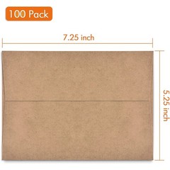 50 Pack 5×7 Envelopes for A7 50-Pack (5.25 x 7.25 inches), Brown kraft