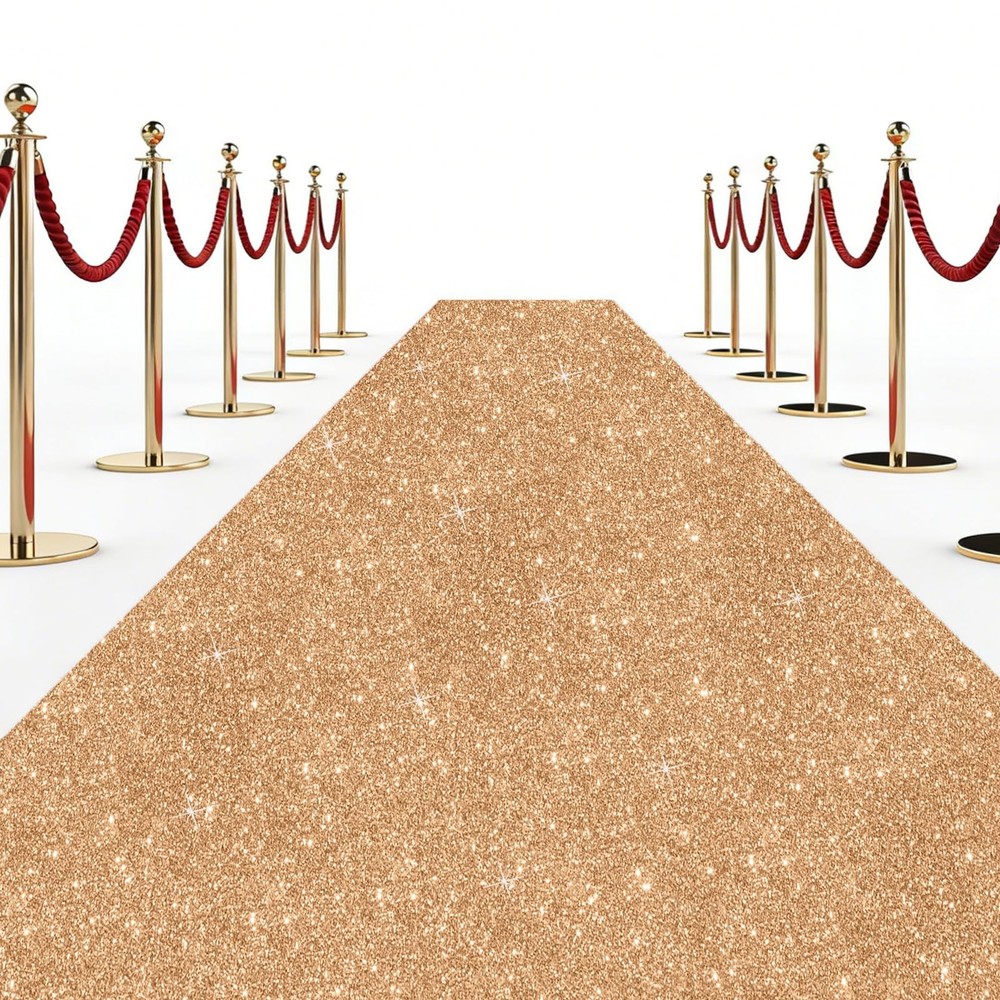 Glitter Carpet Runner 2.6FT x 30FT – Premium Non-Woven Sparkle Rug for Weddin…