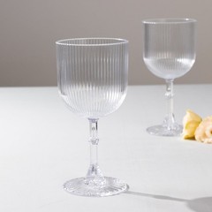 12 CLEAR Plastic Wine Glasses Vintage Ribbed Pattern Party Events Decorations