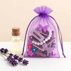 G2PLUS 25PCS Purple Organza Bags 5X7 Inches, Sheer Mesh Jewelry Pouches