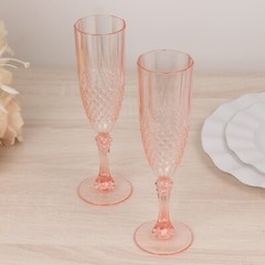 6 TRANSPARENT BLUSH 8 oz Crystal Plastic Champagne Flute GLASSES Party Events