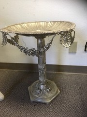 Vintage Silver Fruit Plate Tall Wedding Centerpiece Carved 18″x 21″