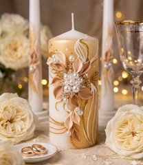 Unity Candle Set for Wedding Ceremony – 6” Pillar & 10” Taper Candles – Long …
