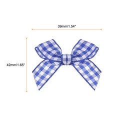 10Pcs Mini Gingham Ribbon Bow 1.5″ Checkered Fabric Satin Dark Blue and White