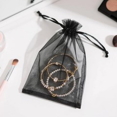 G2PLUS 25PCS Black Organza Bags 5×7 inches – Sheer Mesh Jewelry Pouches, Orga