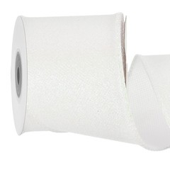 2.5 Inch Glitter Wired Ribbon, White Sparkly Iridescent Ribbon 5 Yard