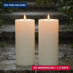 4″x10″ Large Outdoor Flameless Candles, Waterproof Battery Operated LED Pillar C