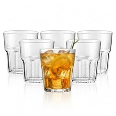 6 PCS Clear Plastic Tumblers, Resuable Drinking Glasses 8.8 OZ, BPA Free