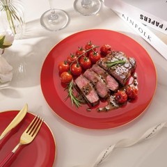 3PCS Plastic Dinnerware Set and Gold Rim Disposable Plates for Party – 50 Red