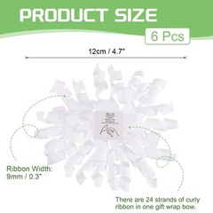 6 Pcs 4 Inch Grosgrain Curly Bows for Gift Wrapping Self-Adhesive Ribbon White