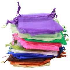 Vibrant Multicolor Organza Gift Bags Multiple Sizes in Sets of 20, 50 or 100
