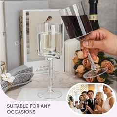 24PCS 9OZ Clear Plastic Wine Glasses – Elegant Plastic Champagne Glasses with