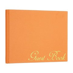 Elegant Guestbook, 9″x7″ PU Leather Wedding Guest Book, Orange