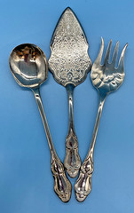Stainless Steel Salad & Pie/Cake 3 PC Server Set – Nice Pattern & Heavy Duty-VTG