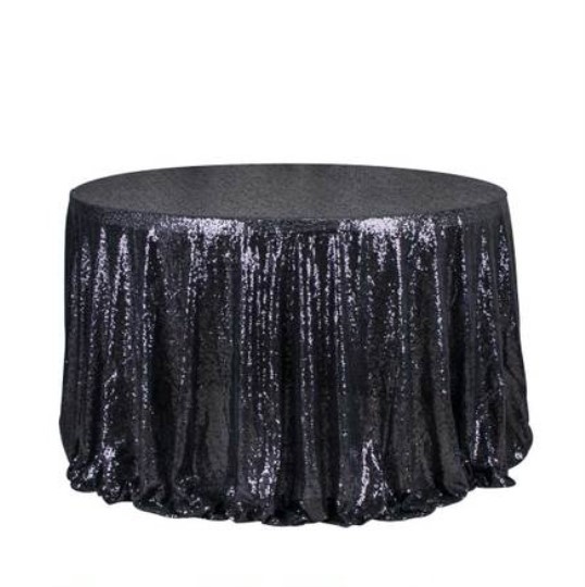 Black Glitter Sequin Tablecloth Birthday Party Wedding Cake Table Cover Decor