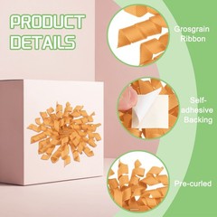 6Pcs 4 Inch Grosgrain Bow Gift Wrapping with Yellow Adhesive Tape