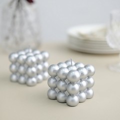 2 SILVER Bubble Cube Unscented Paraffin Wax CANDLES Wedding Centerpieces Events