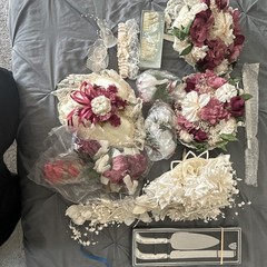 Artificial Wedding Flower Bouquet Set Burgundy/Ivory Rose 12x10in Fabric/Plastic