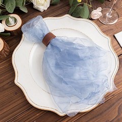 5 Dusty Blue Sheer Crinkled Organza Dinner 21″ x (Set of 5),