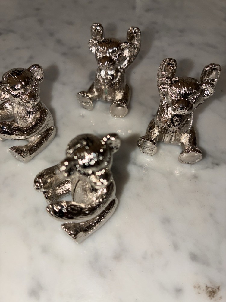 Teddy Bear place card holders silver color set of 4 Lakeland Limited Cumbria
