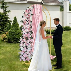 Gold Open Arch Backdrop Stand, U Shaped Wedding Arches,Metal Arch Backdrop Stand
