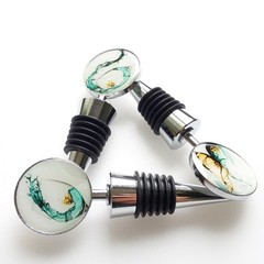 Lockban Wine Bottle Stoppers, Set of 3 Stainless Steel L, Green Glass