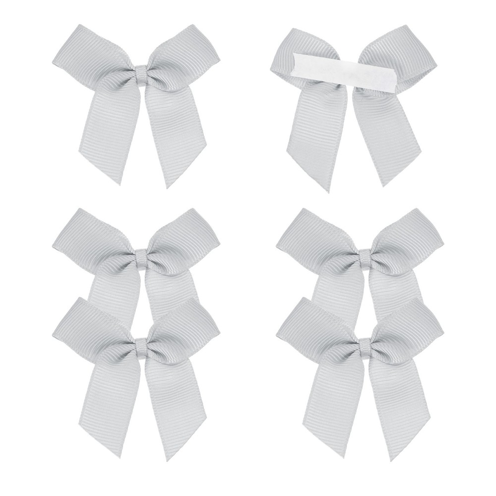 6Pcs Mini Grosgrain Ribbon Bow 2″ Self Adhesive Flower Bows Silver