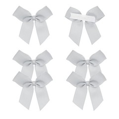 6Pcs Mini Grosgrain Ribbon Bow 2″ Self Adhesive Flower Bows Silver