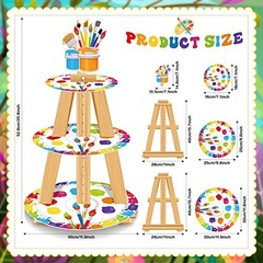 3 Tier Art Paint Party Cupcake Stand Decorations Artist Multicolor Party