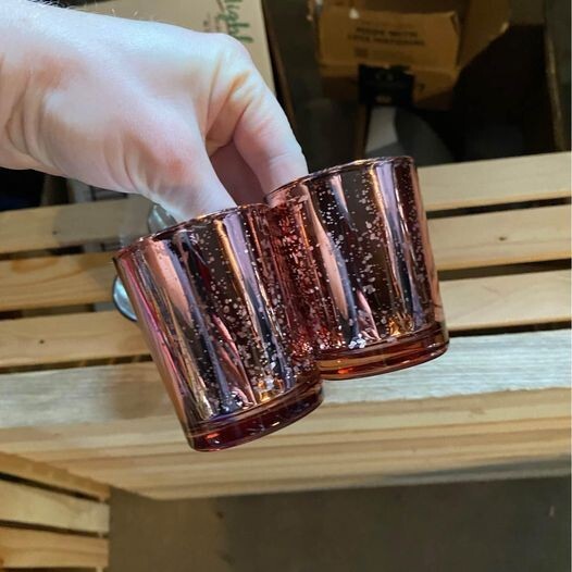 10ct Mercury Pink Rose Gold Glass Votive Tea Light Candle Holders Wedding Party