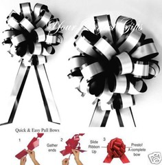 20 pcs BLACK WHITE 8″ PULL PEW BOW WEDDING CHAIR DECORATION