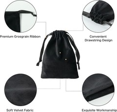 12pcs Black Velvet Drawstring Bags 3×4 inches Small Velvet Cloth Bags Jewelry