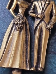 Vintage Bride And Groom Brass Topper