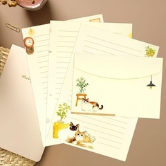 36 PCS Writing Paper and Envelopes Set, Warm Cute Cat Themed Yellow