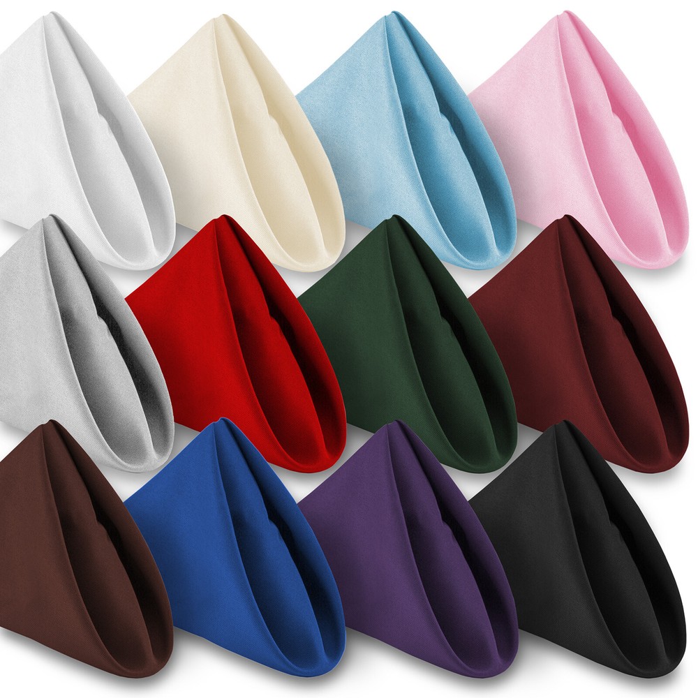 1 Dozen 20″ Cloth Dinner Table Napkins for Weddings Polyester Fabric
