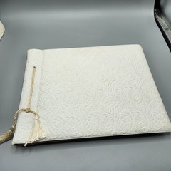 Vintage White Wedding Album w/ 8 Photos 1940s Black & White Vtg Bridal