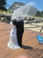 Vintage Wedding Cake Topper Bride Groom Figurine Veil Classic Couple Decor