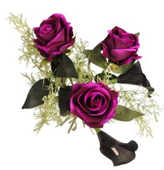 Gothic Purple Rose Bouquet Dark Cottagecore Black Calla Lily Floral Decor