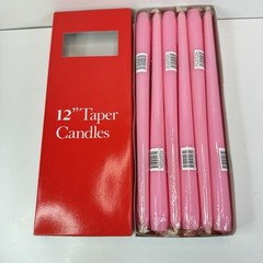 Pastel Pink Rose Taper Candle 12” Hand Dipped Candles Wedding Baby Shower Box 12
