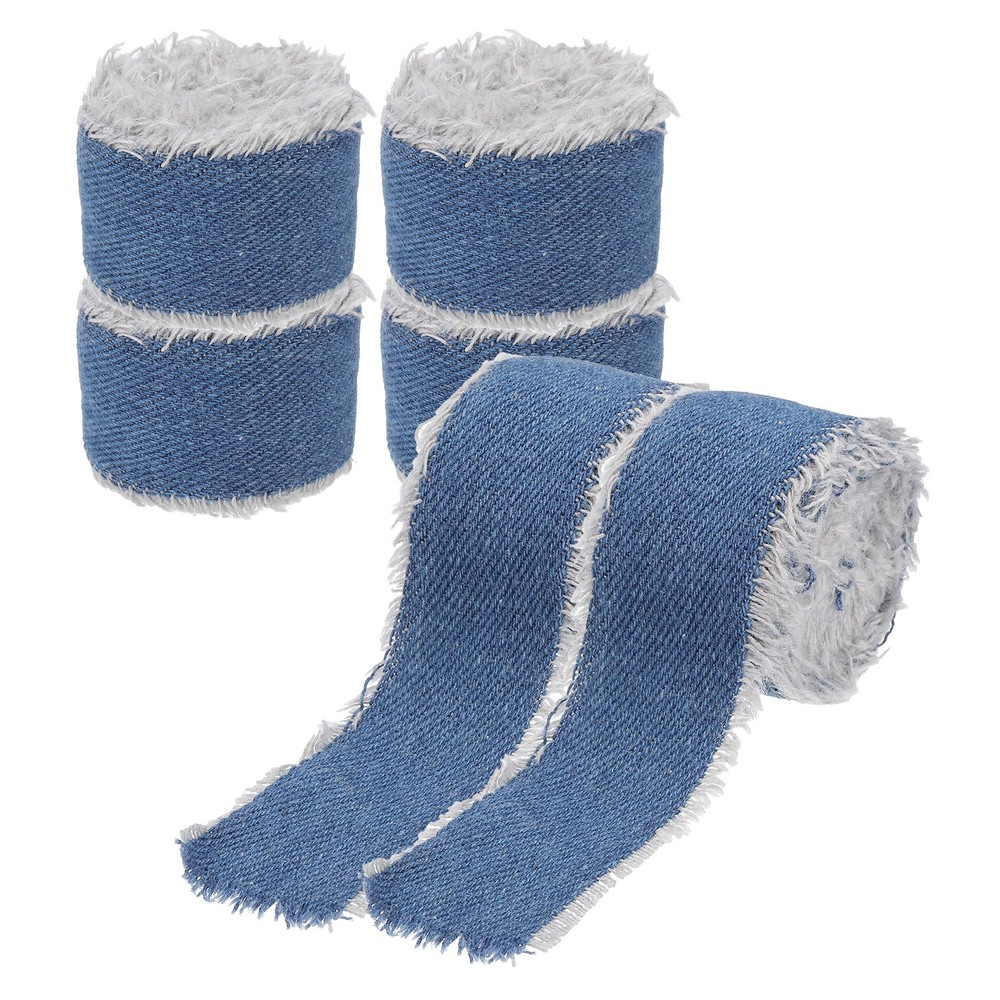 Uxcell Denim Ribbon, 6 Rolls 1»×2 Yard Fringe for Fabric, Blue