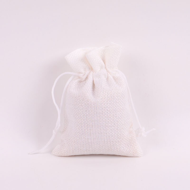 10PCS Drawstring Pouch Bags Imitated Burlap Hessian Wedding Favor Gift Cand Bag