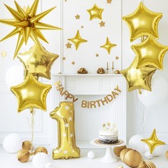 Gold Star Balloons, 22/18/10 Inch Foil 22-inch, 18-inch, 10-inch,