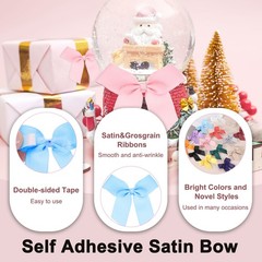 24Pcs Mini Grosgrain Ribbon Bow 2″ Self Adhesive Flower Bows Light Blue