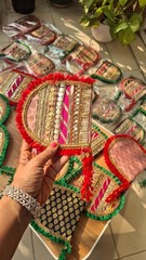 Brocade handfans set of 20 wedding favors Dholki Sangeet ceremony Indian wedding