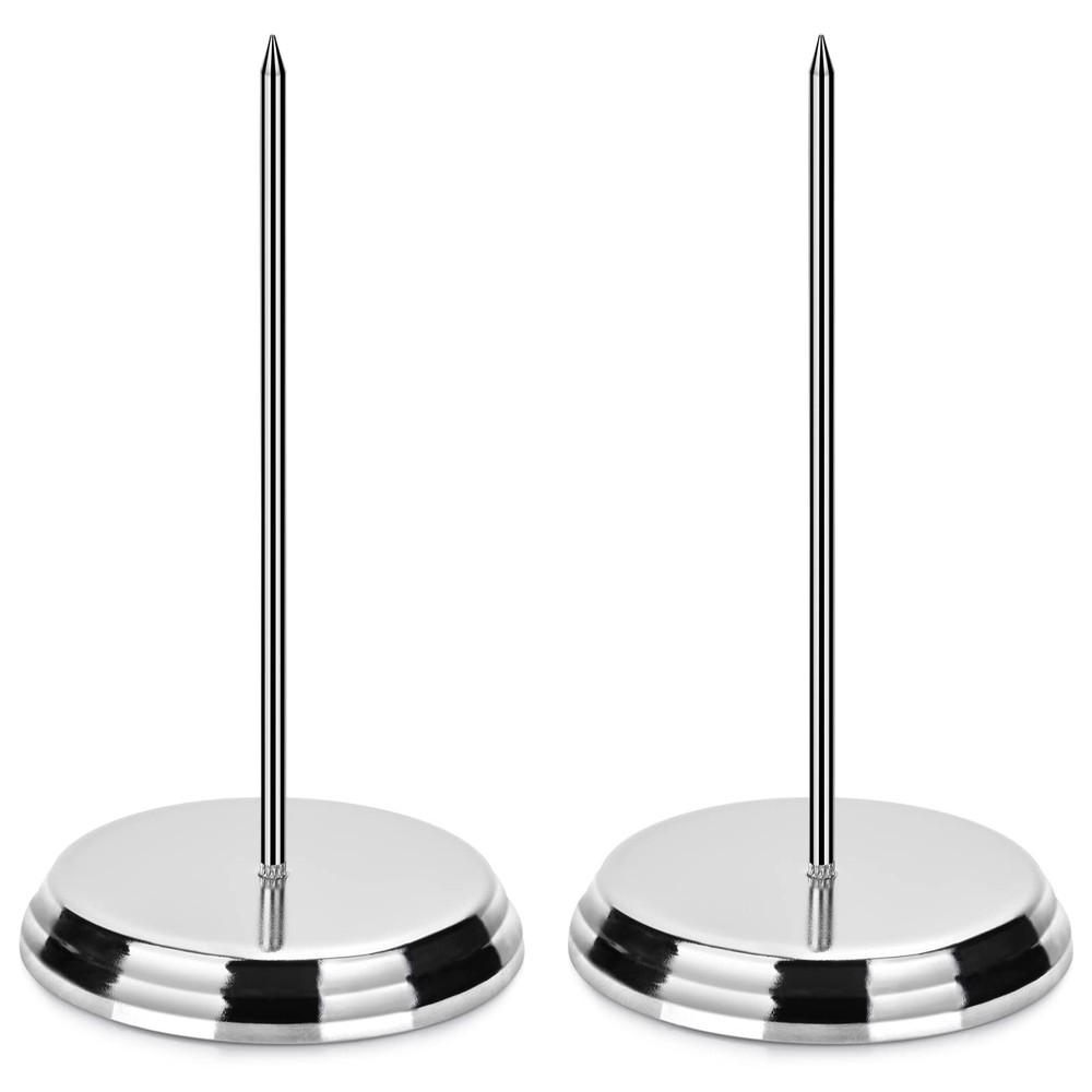 2PCS Receipt Holder Spike, Bill Fork, Check Spindle, Ticket Stabber Silver